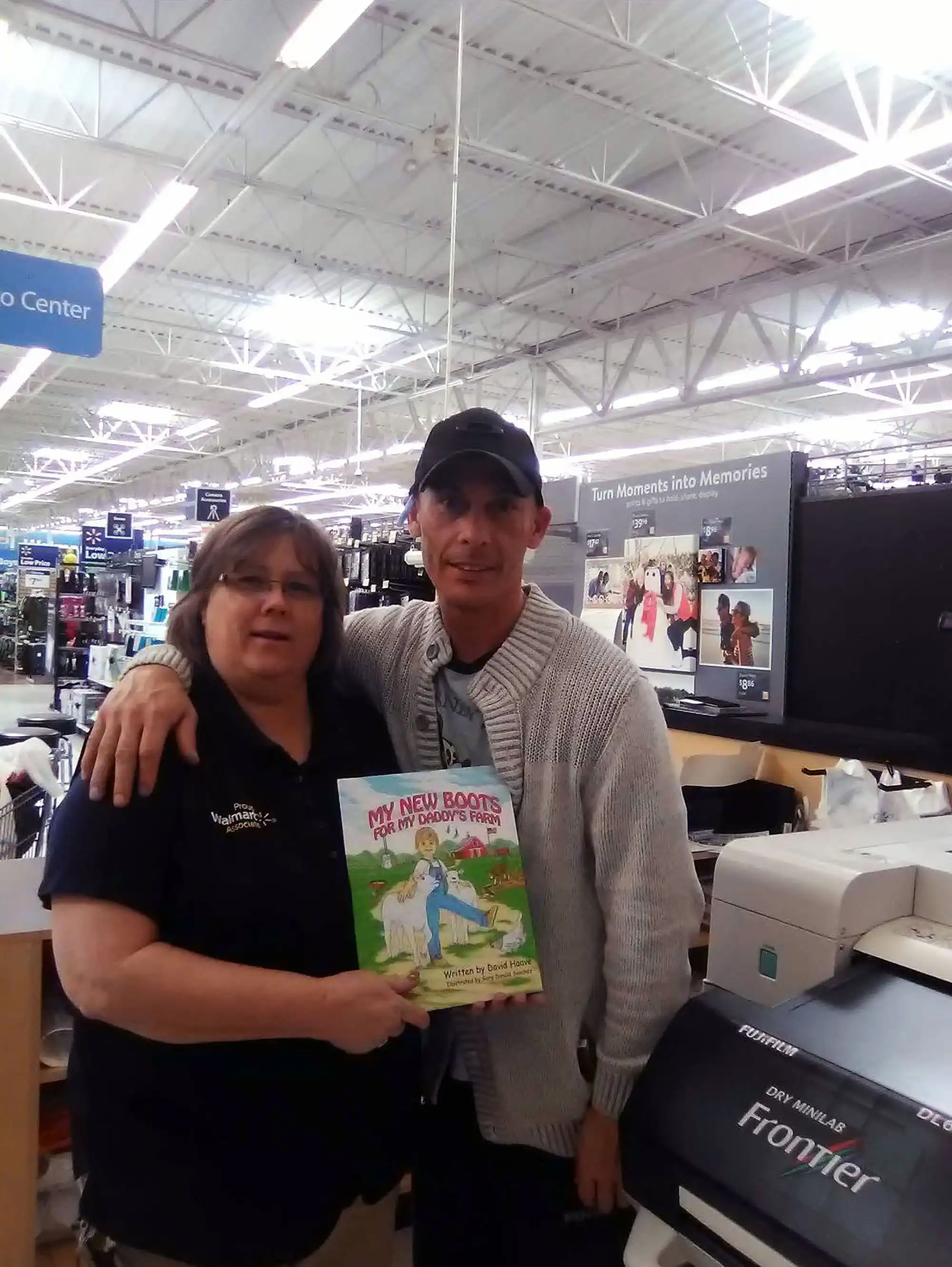 Author David Haave's first book worked on with the help of Walmart photo staff; long hours and many trips printing out book pages for kids, St. Robert, MO, USA.
